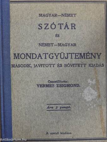 Magyar-német szótár és német-magyar mondatgyűjtemény