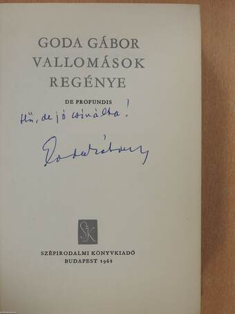 Vallomások regénye (dedikált példány)