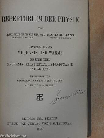 Repertorium der Physik I/1.