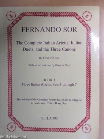 The Complete Italian Arietts, Italian Duets, and the Three Canons I. (töredék)