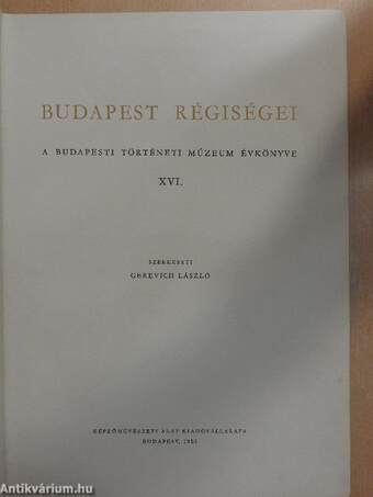 Budapest régiségei XVI.