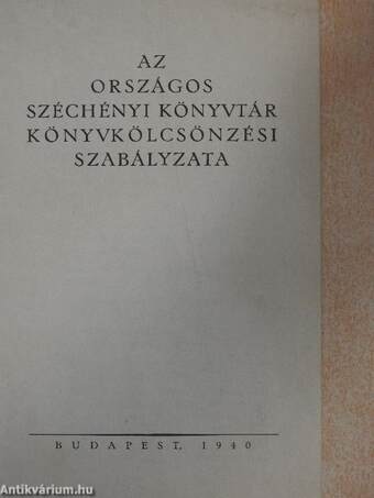 Az Országos Széchényi Könyvtár könyvkölcsönzési szabályzata