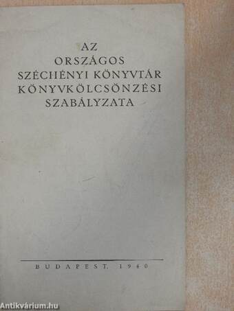 Az Országos Széchényi Könyvtár könyvkölcsönzési szabályzata