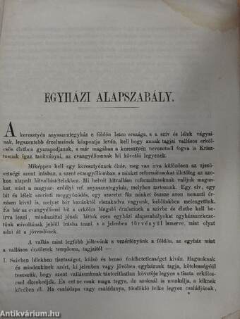 Egyházi alapszabály a moldva-oláhországi szétszórt reform. magyar ekklézsiákban