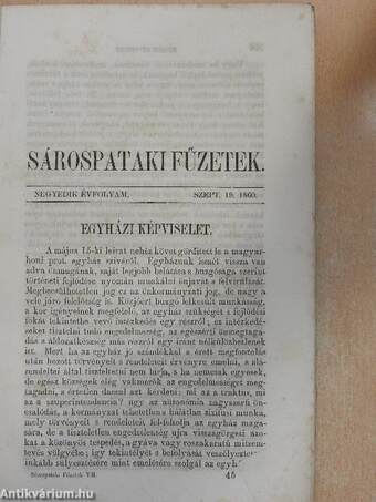 Sárospataki Füzetek 1860. szeptember 19.