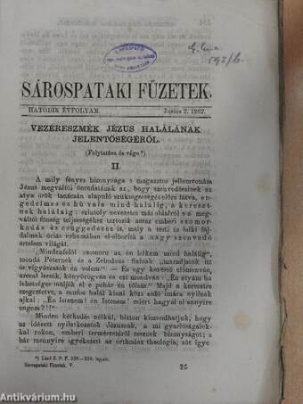 Sárospataki Füzetek 1862. junius 2.