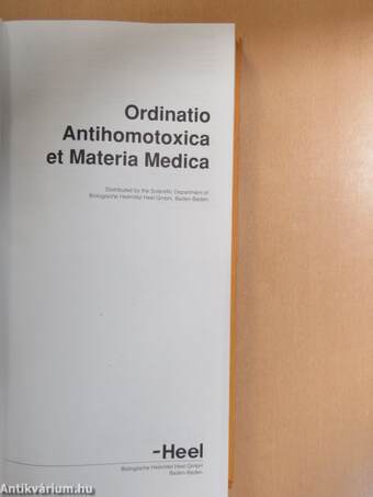 Ordinatio Antihomotoxica et Materia Medica