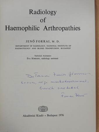 Radiology of Haemophilic Arthropathies (dedikált példány)