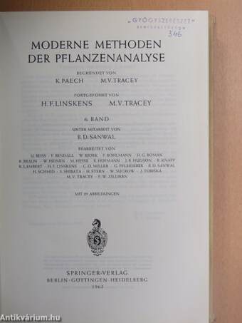 Moderne Methoden der Pflanzenanalyse/Modern methods of plant analysis 6.