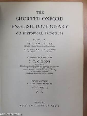 The Shorter Oxford English Dictionary on Historical Principles II. (töredék)