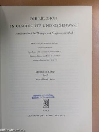 Die Religion in Geschichte und Gegenwart VI.