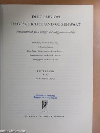 Die Religion in Geschichte und Gegenwart I.