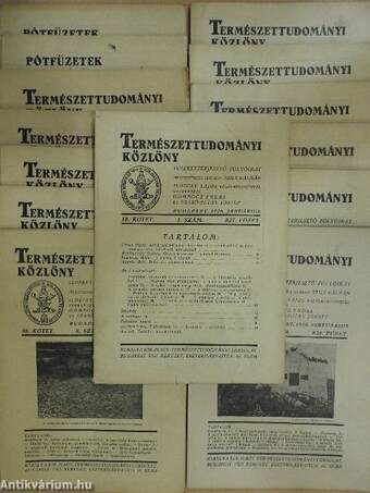 Természettudományi Közlöny 1926. január-december/Pótfüzetek a Természettudományi Közlönyhöz 1926. január-december