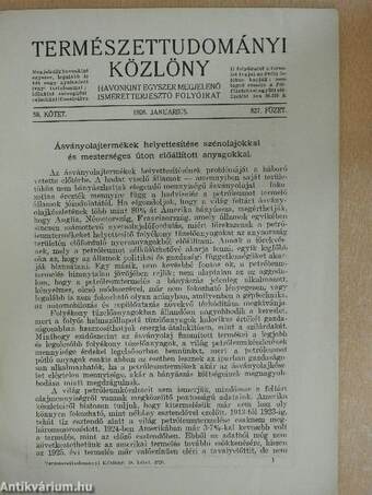 Természettudományi Közlöny 1926. január-december/Pótfüzetek a Természettudományi Közlönyhöz 1926. január-december