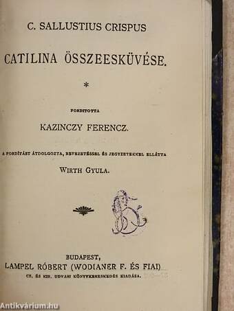 Kovácsok sztrájkja/Aischylos a lelánczolt Prometheüsz/Antigone/Catilina összeesküvése