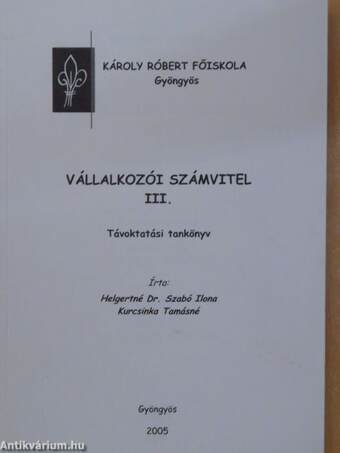 Vállalkozói számvitel III.