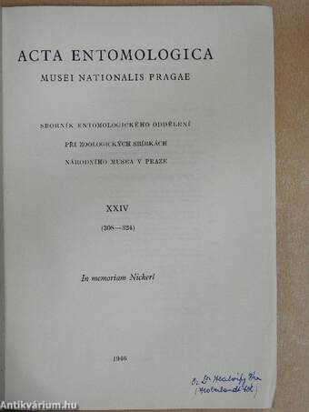 Acta Entomologica Musei Nationalis Pragae 1946. XXIV/308-324