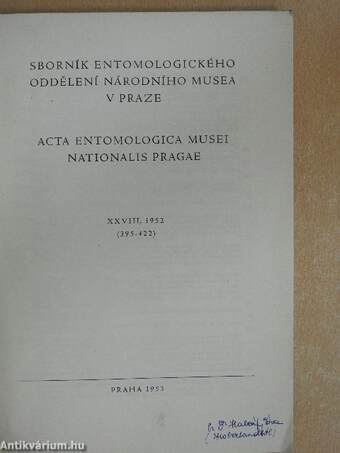 Acta Entomologica Musei Nationalis Pragae 1952. XXVIII/395-422