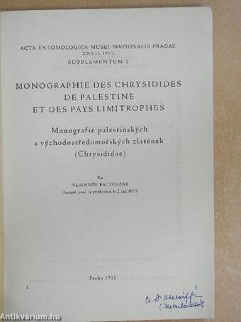 Acta Entomologica Musei Nationalis Pragae 1951. XXVII/Supplementum 2.