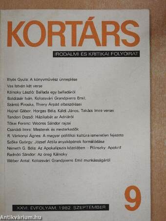 Kortárs 1982. szeptember