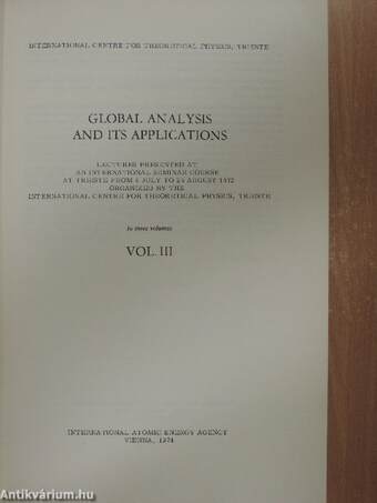 Global analysis and its applications III.