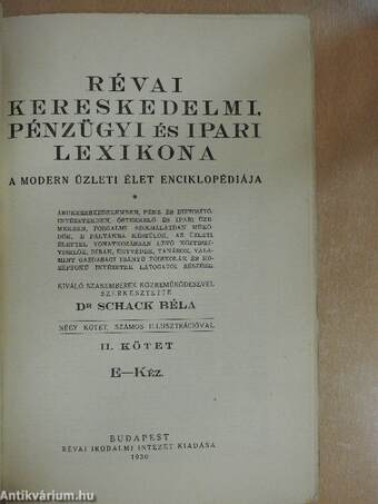 Révai Kereskedelmi, Pénzügyi és Ipari Lexikona II. (töredék)