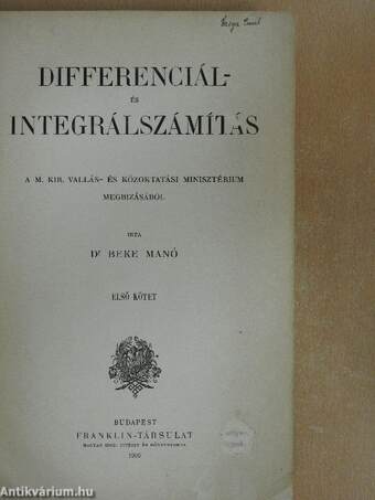 Differenciál- és integrálszámítás I-II.