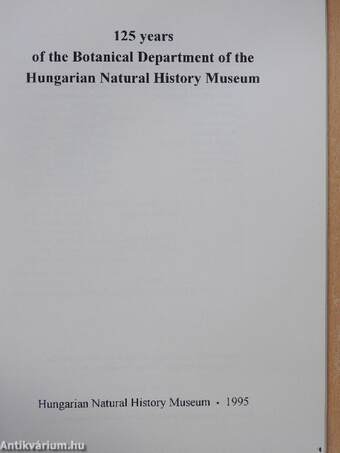 125 years of the Botanical Department of the Hungarian Natural History Museum