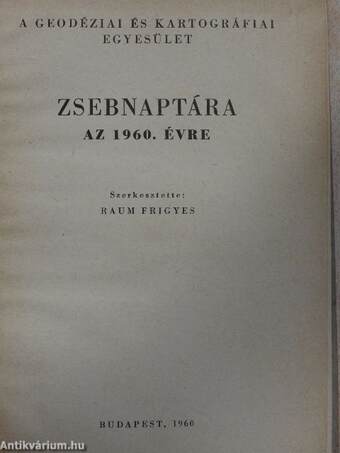 Geodéziai és kartográfiai zsebnaptár 1960