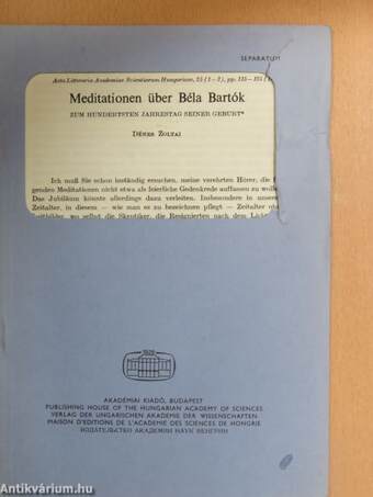 Meditationen über Béla Bartók