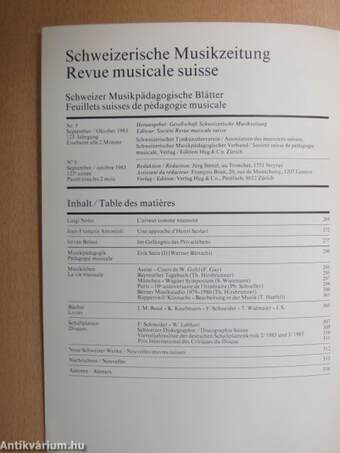 Schweizerische Musikzeitung/Revue musicale suisse September/Oktober-Septembre/octobre 1983