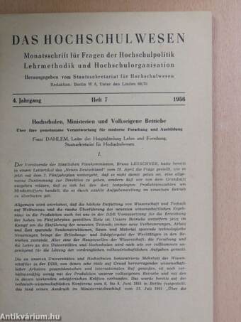 Das Hochschulwesen Heft 7. 1956