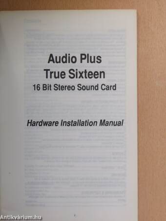 Audio Plus True Sixteen 16 Bit Stereo Sound Card