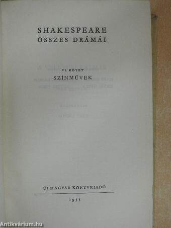 Shakespeare összes drámái VI.