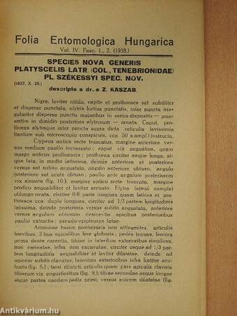 Folia Entomologica Hungarica 1938/1-2.