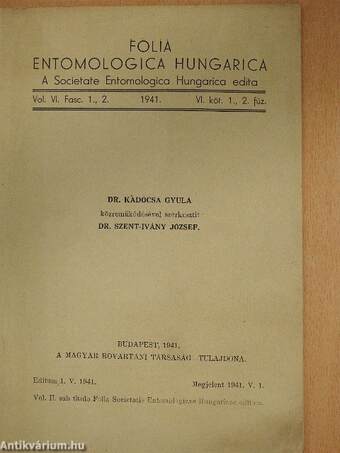 Folia Entomologica Hungarica 1941/1-2.