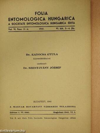 Folia Entomologica Hungarica 1941/3-4.