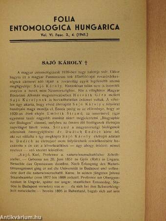 Folia Entomologica Hungarica 1941/3-4.