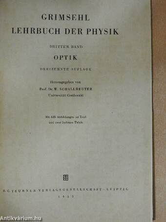 Grimsehl Lehrbuch der Physik III.