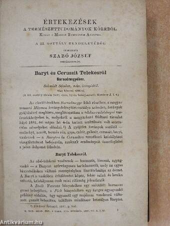 Értekezések a természettudományok köréből 1882-1883. (nem teljes évfolyamok)