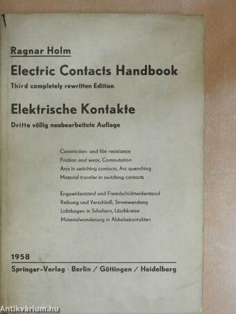 Electric Contacts Handbook/Elektrische Kontakte