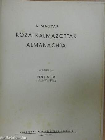 A Magyar Közalkalmazottak Almanachja 1937.