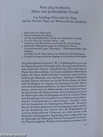 Vorbemerkung/Natur und geschichtlicher Prozeß. Von Schellings Philosophie der Natur und der Zweiten Natur zur Wissenschaft der Geschichte/Auswahlbibliographie zur Naturphilosophie Schellings