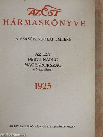 Az Est hármaskönyve 1925