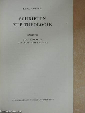 Schriften zur Theologie VII.