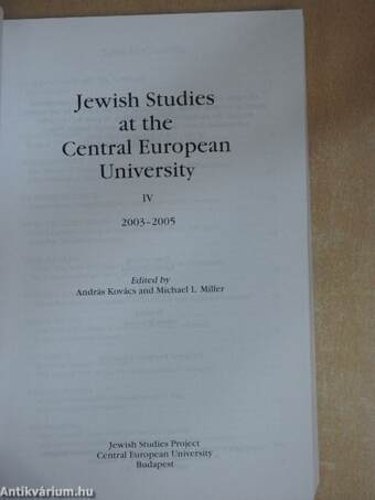 Jewish Studies at the Central European University IV.