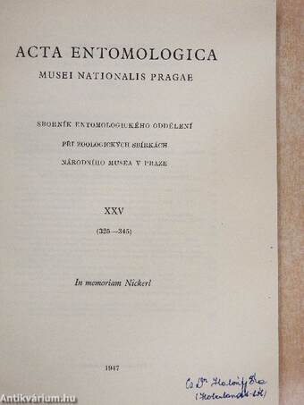 Acta Entomologica Musei Nationalis Pragae 1947. XXV/325-345