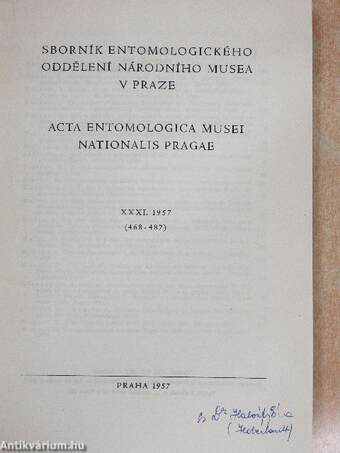 Acta Entomologica Musei Nationalis Pragae 1957. XXXI/468-487