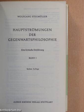 Hauptströmungen der Gegenwartsphilosophie I.