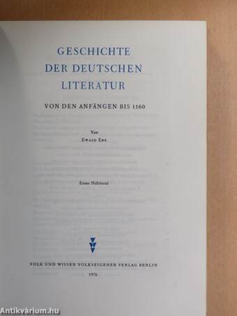 Geschichte der Deutschen Literatur 1.1